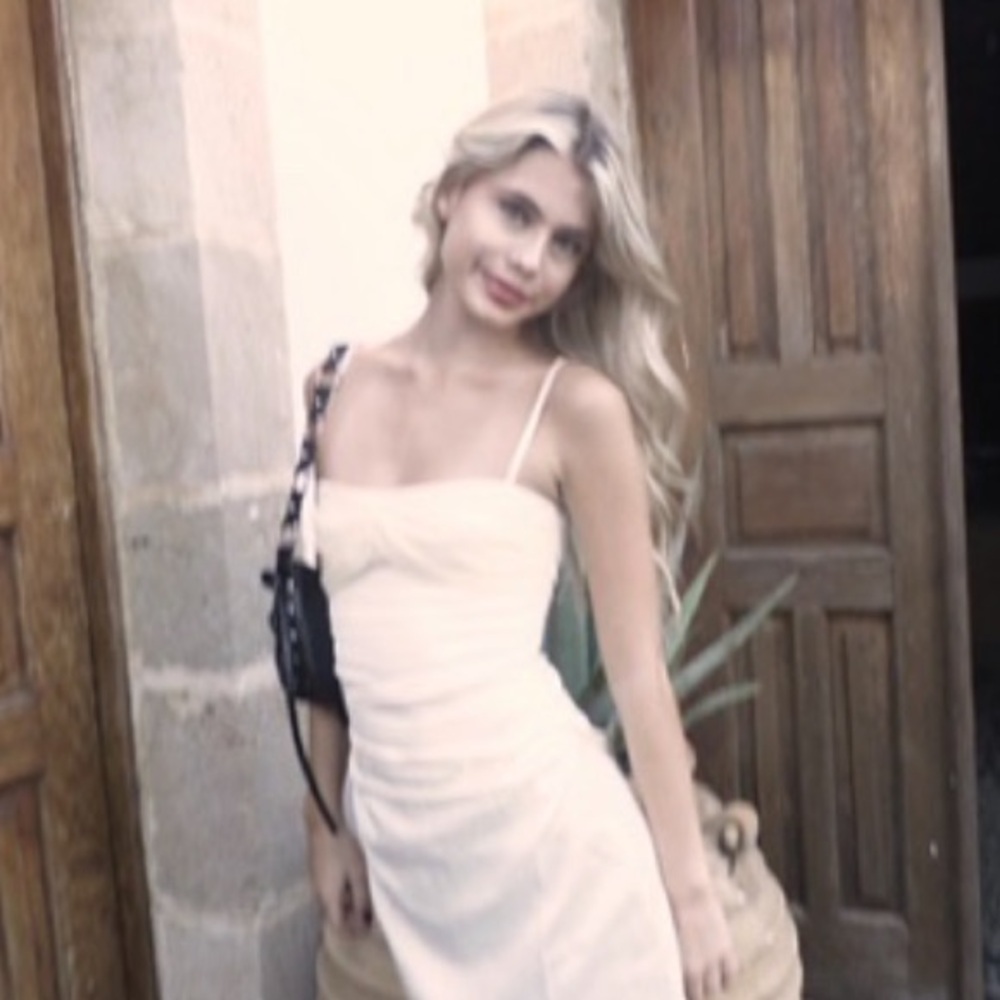 Pepper Mayo Cream Satin Dress Worn Once